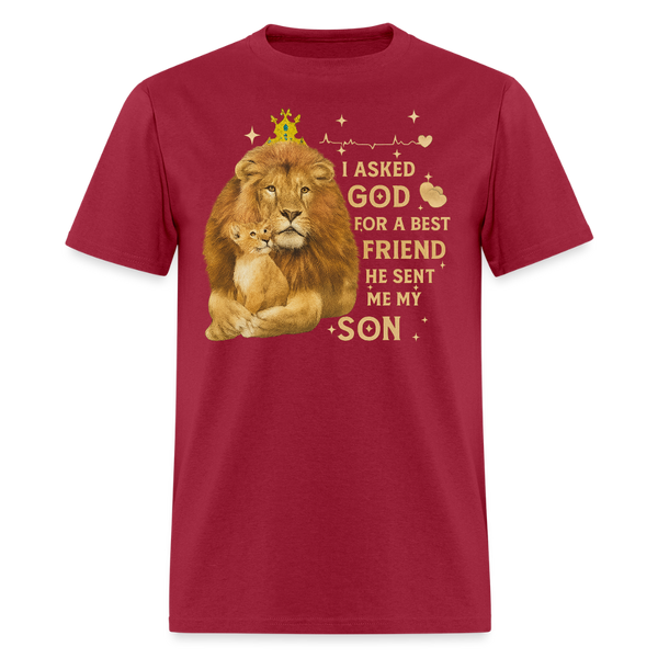 I Asked God for the Best Veteran T Shirt - dark red