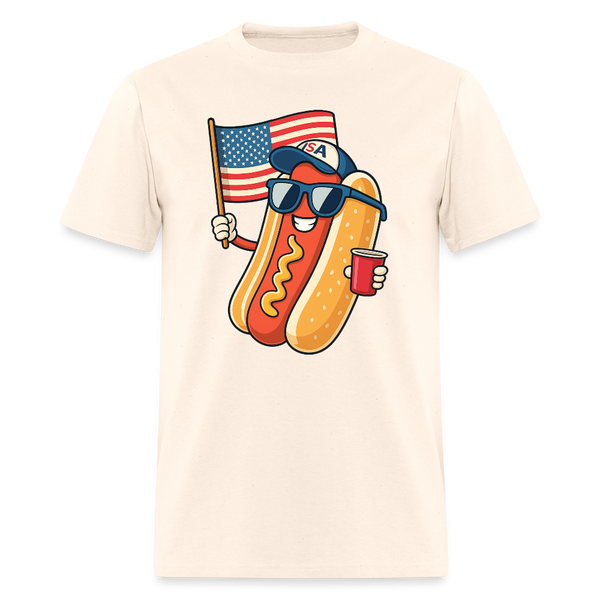 4th of July Hotdog T Shirt - natural