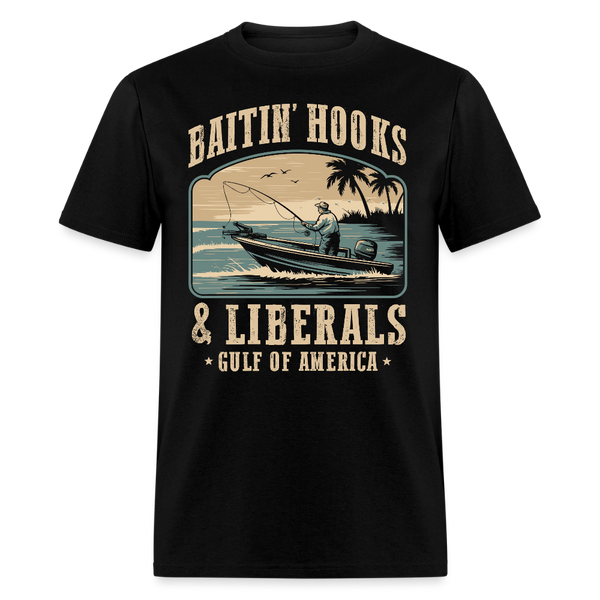 Baitin’ Hooks & Liberals Gulf of America T Shirt - black