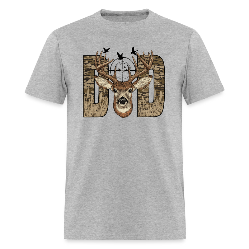 Camo Dad Deer Hunting T Shirt - heather gray