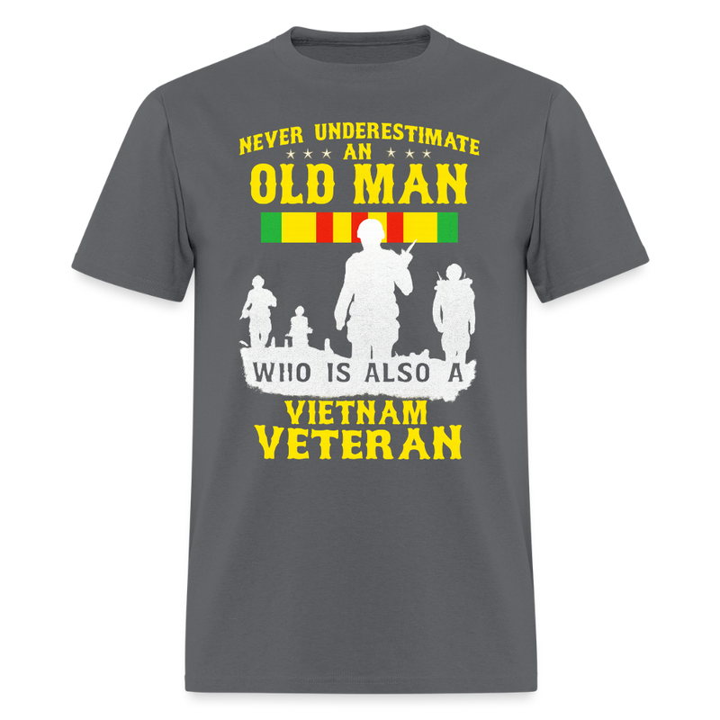 Never Underestimate An Old Man T Shirt - charcoal