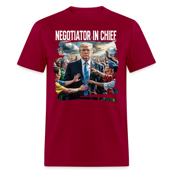 Negotiator In Chief T Shirt - dark red