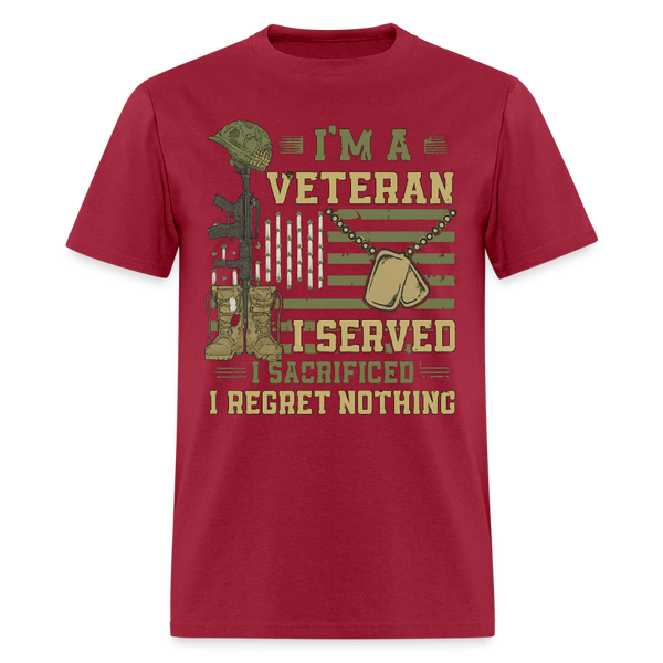 I'm a Veteran I Regret Nothing T Shirt - dark red