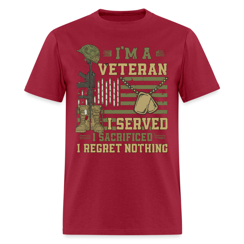 I'm a Veteran I Regret Nothing T Shirt - dark red