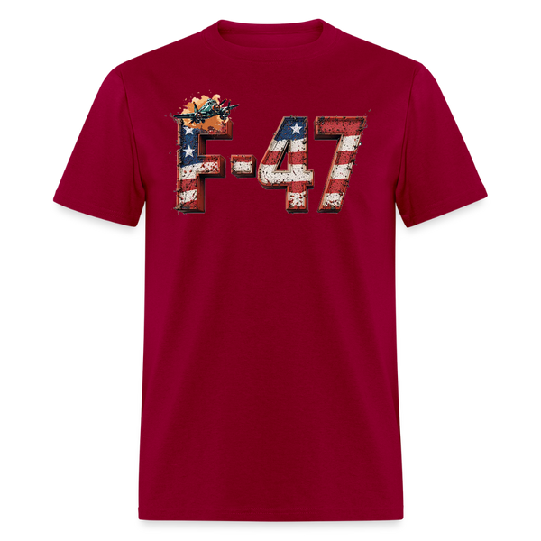 F-47 USA Flag T Shirt - dark red