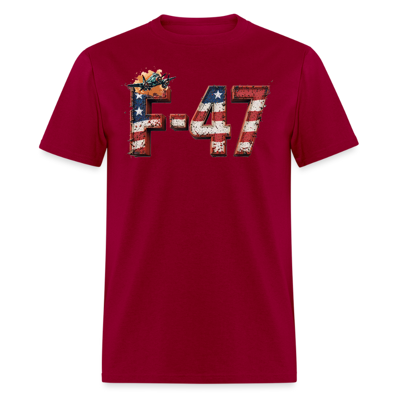 F-47 USA Flag T Shirt - dark red