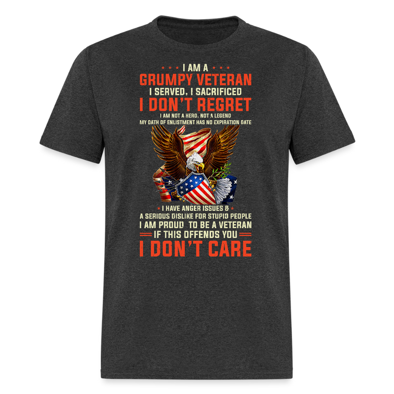 I Am A Grumpy Veteran T Shirt - heather black