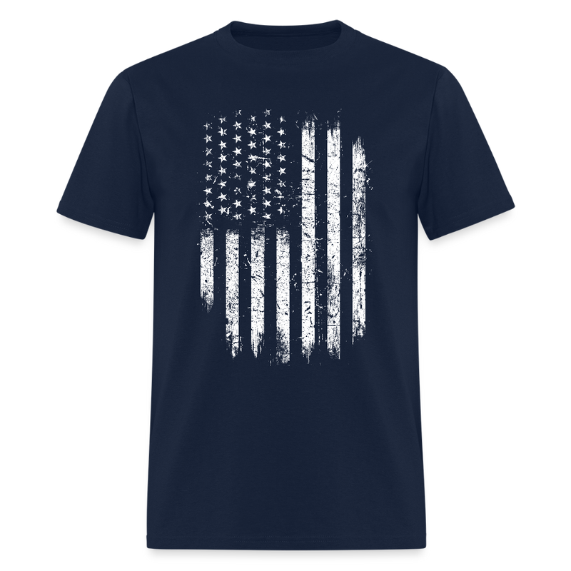 Grunge USA Flag Patriotic T Shirt - navy