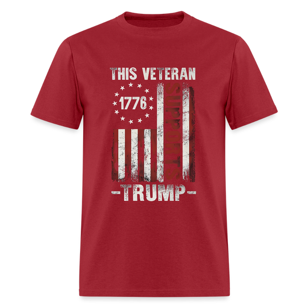 This Veteran Supports Trump Front Print T Shirt - dark red