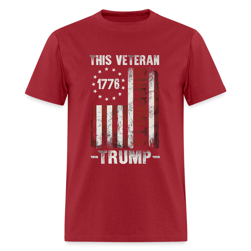 This Veteran Supports Trump Front Print T Shirt - dark red