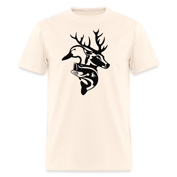 Deer Duck Fish Hunting T Shirt - natural