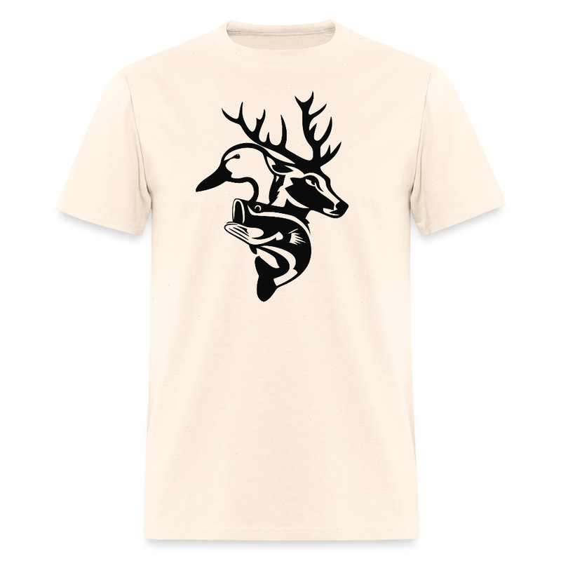 Deer Duck Fish Hunting T Shirt - natural