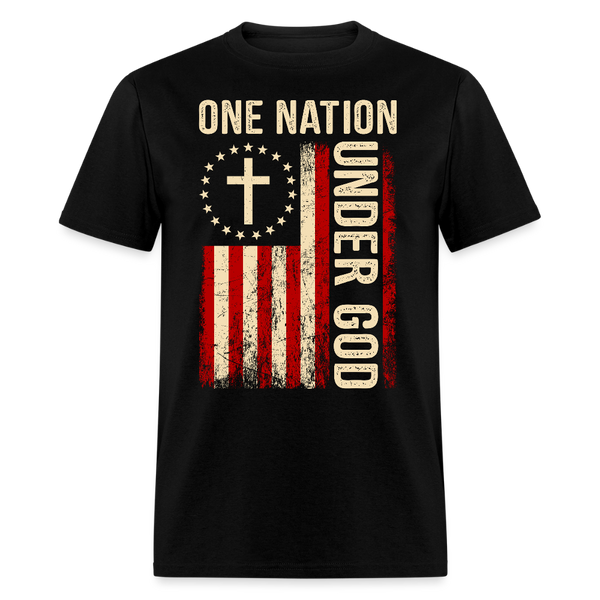 One Nation Under God US Flag T Shirt - black