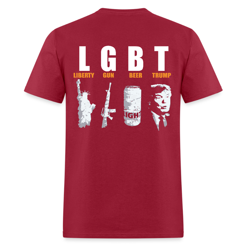 Liberty Guns Beer Trump 2025 T Shirt - dark red