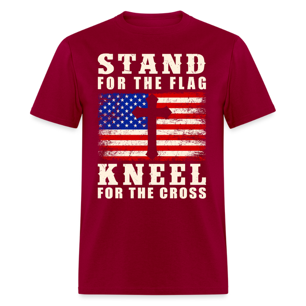 Stand For The Flag Kneel For The Cross T Shirt - dark red