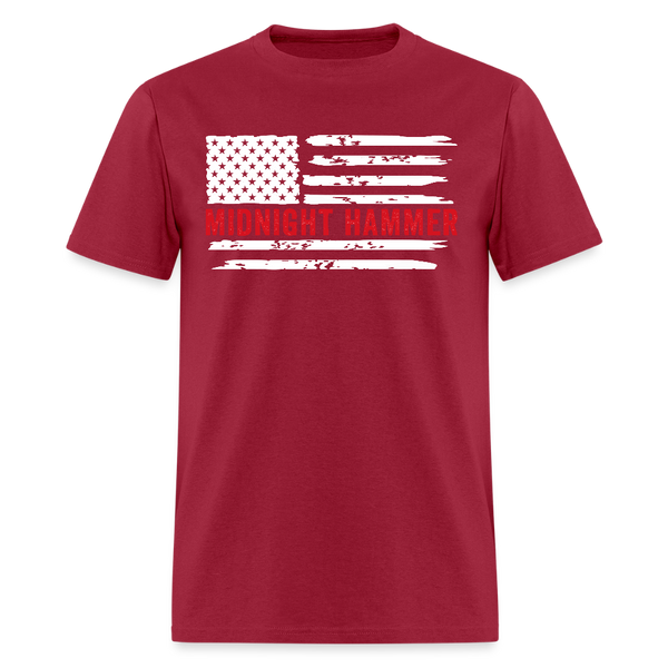 Midnight Hammer American Flag T Shirt - dark red