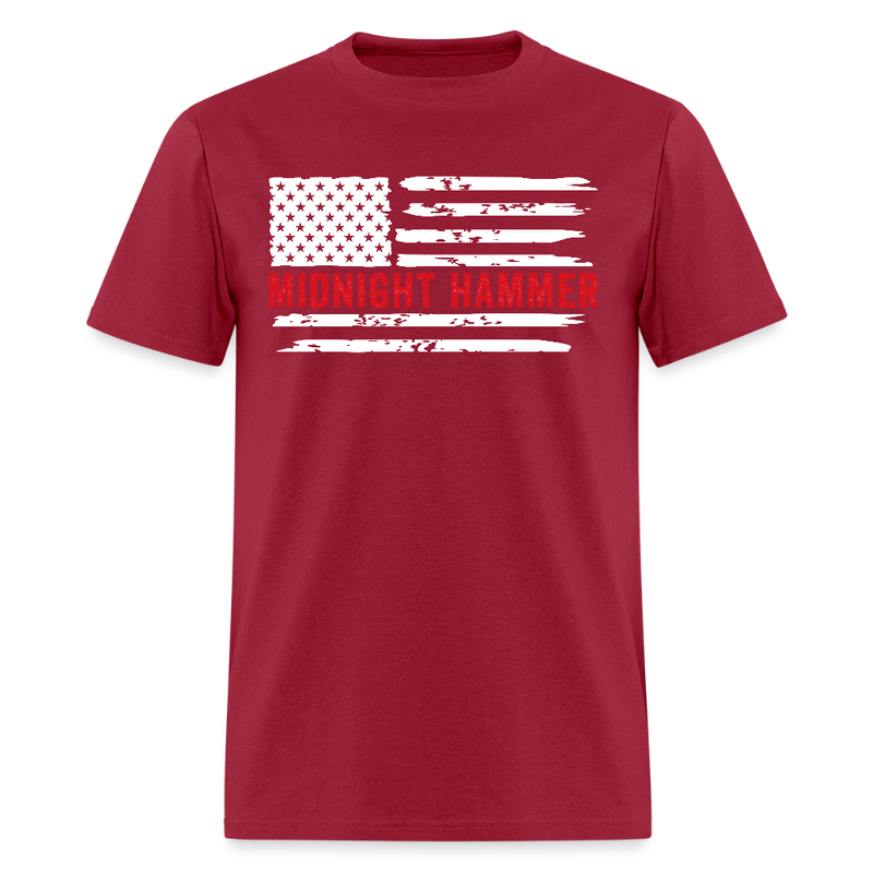 Midnight Hammer American Flag T Shirt - dark red