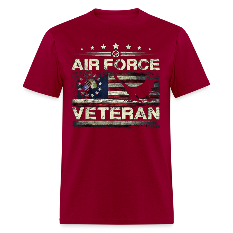 Veteran US Air Force T Shirt - dark red