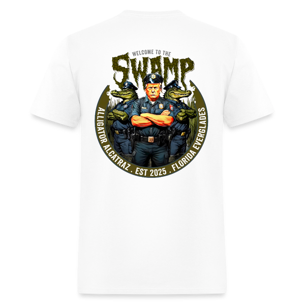 Alligator Alcatraz Welcome To The Swamp Trump T Shirt - white