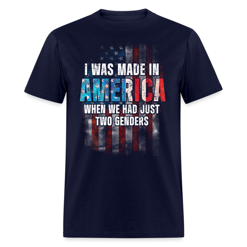 I Was Made In America US Flag T Shirt - navy
