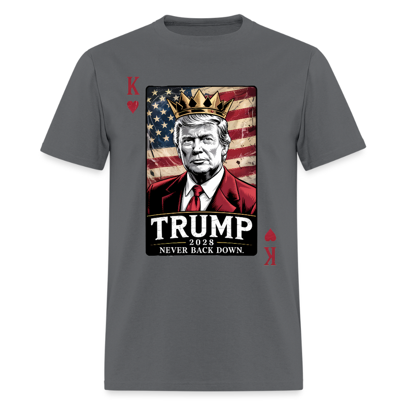 Trump 2028 Never Back Down T Shirt - charcoal