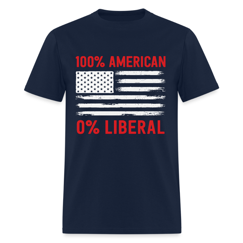 100% American 0% Liberal T Shirt - navy