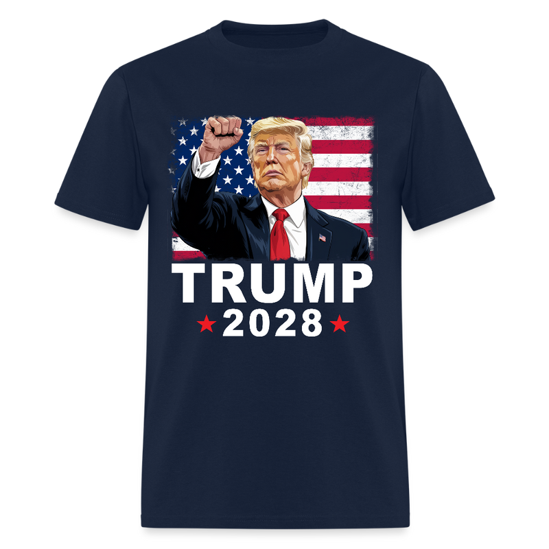 Trump 2028 American Flag T Shirt - navy