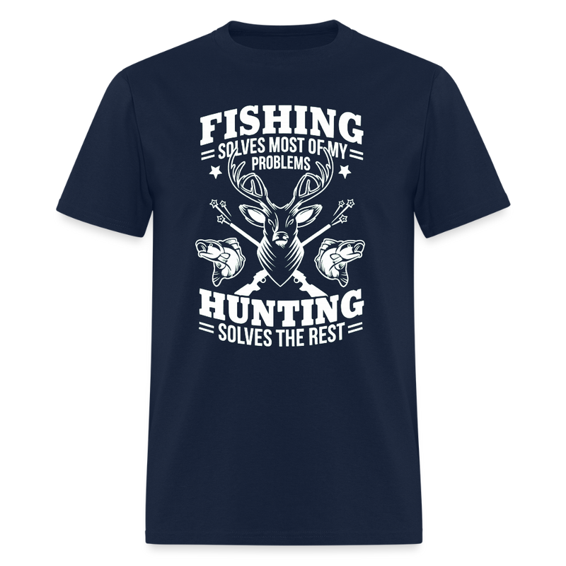 Fishing Solves All of My Problems T Shirt - navy