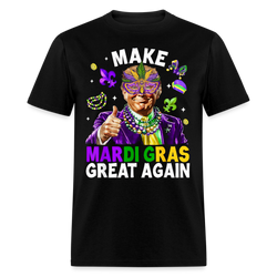 Make Mardi Gras Great Again Trump Beads Mask Feather Funny T Shirt - black