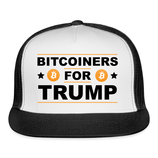 Bitcoiners For Trump Trucker Hat - white/black