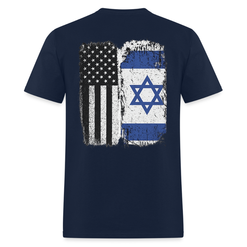 Israeli American Flag T Shirt - navy