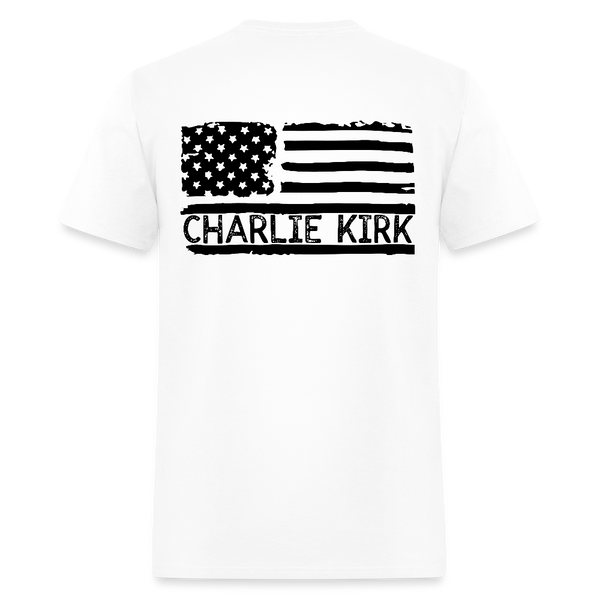 Charlie Kirk Freedom American Flag T Shirt - white