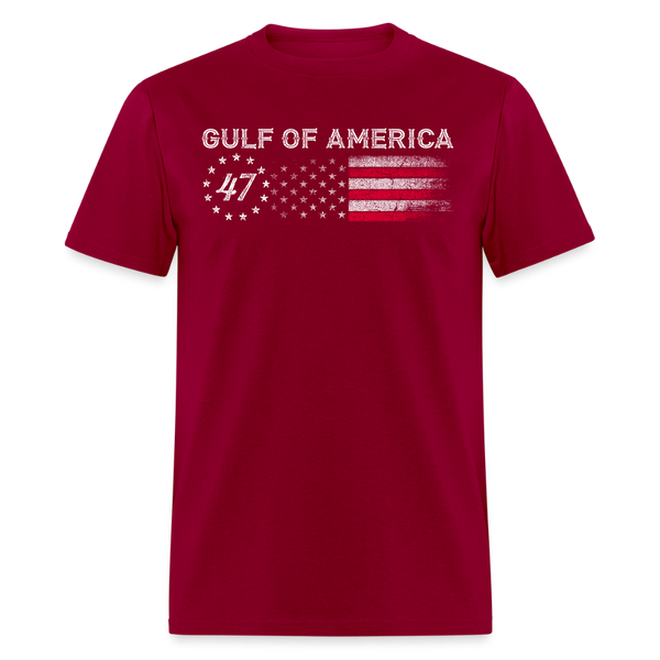 Gulf Of America 47 US Flag T Shirt - dark red