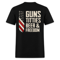 Guns Titties Beer & Freedom T Shirt - black