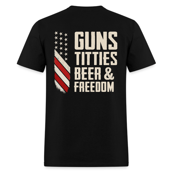 Guns Titties Beer & Freedom T Shirt - black