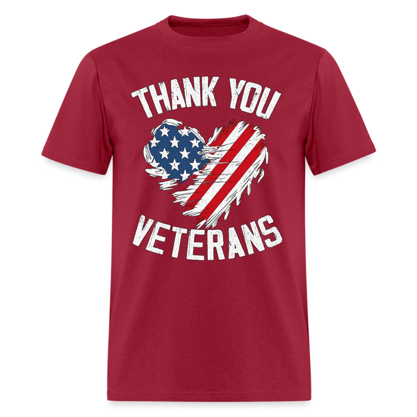 Thank You Veterans T Shirt - dark red