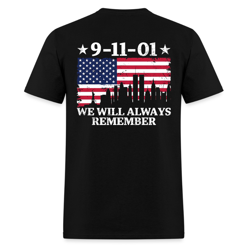 September 11th We Will Always Remember T Shirt - black