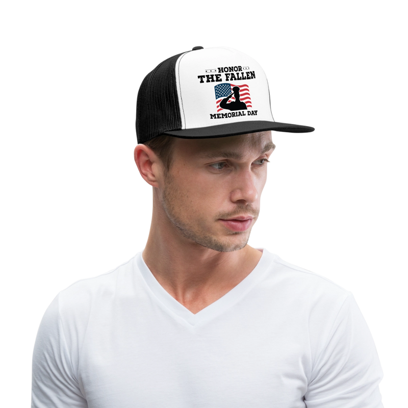 Honor The Fallen Memorial Day Trucker Hat - white/black