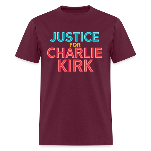 Justice For Charlie Kirk T Shirt - burgundy