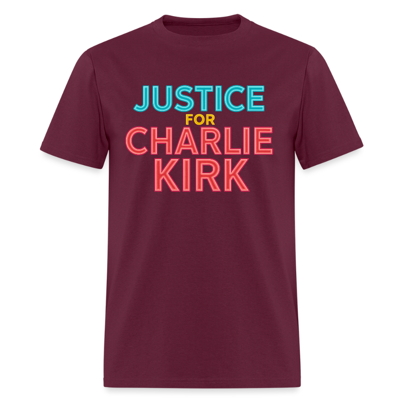 Justice For Charlie Kirk T Shirt - burgundy