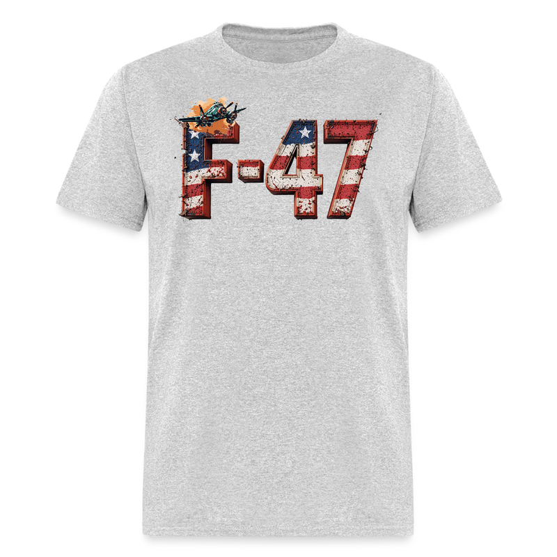 F-47 USA Flag T Shirt - heather gray