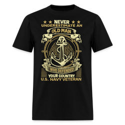 Never Underestimate an Old Man Veteran T Shirt - 2 - black