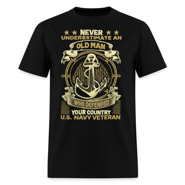 Never Underestimate an Old Man Veteran T Shirt - 2 - black