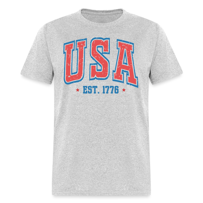 USA Est. 1776 America Flag T Shirt - heather gray