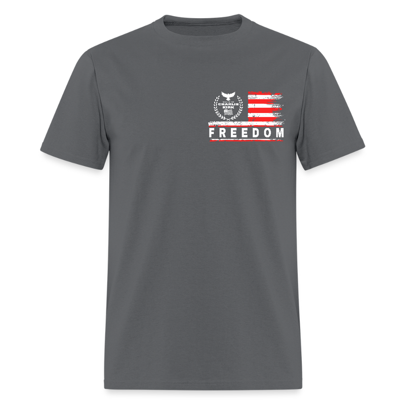 RIP Charlie Kirk Forever In Our Heart US Flag Black T Shirt - charcoal