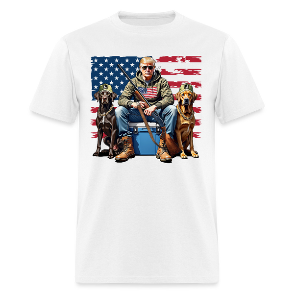 Hunting Trump American Flag  T Shirt - white