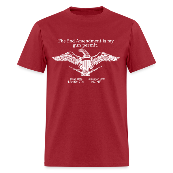 The 2nd Amendment Is My Gun Permit T Shirt - dark red