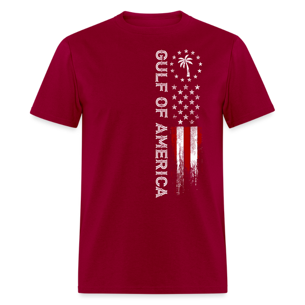 Gulf Of America Retro US Flag T Shirt - dark red