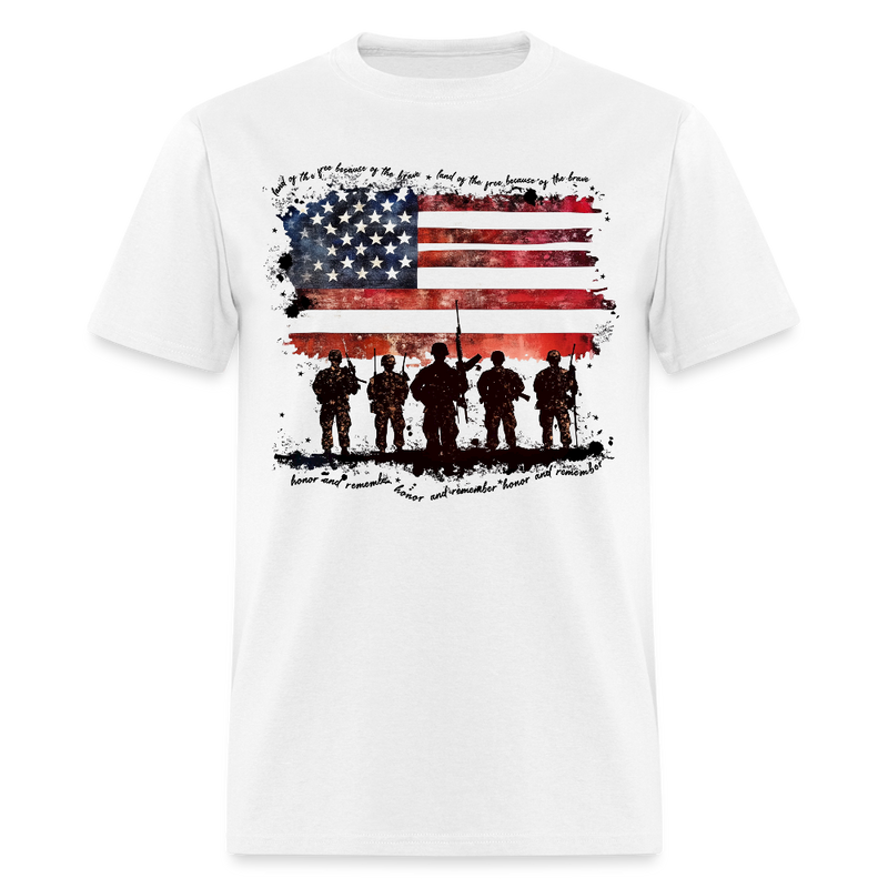 Land Of The Free  Honor And Remember T Shirt - white