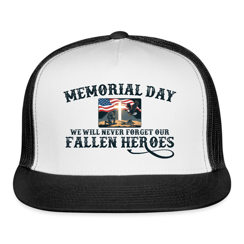 Memorial Day We Will Never Forget Trucker Hat - white/black